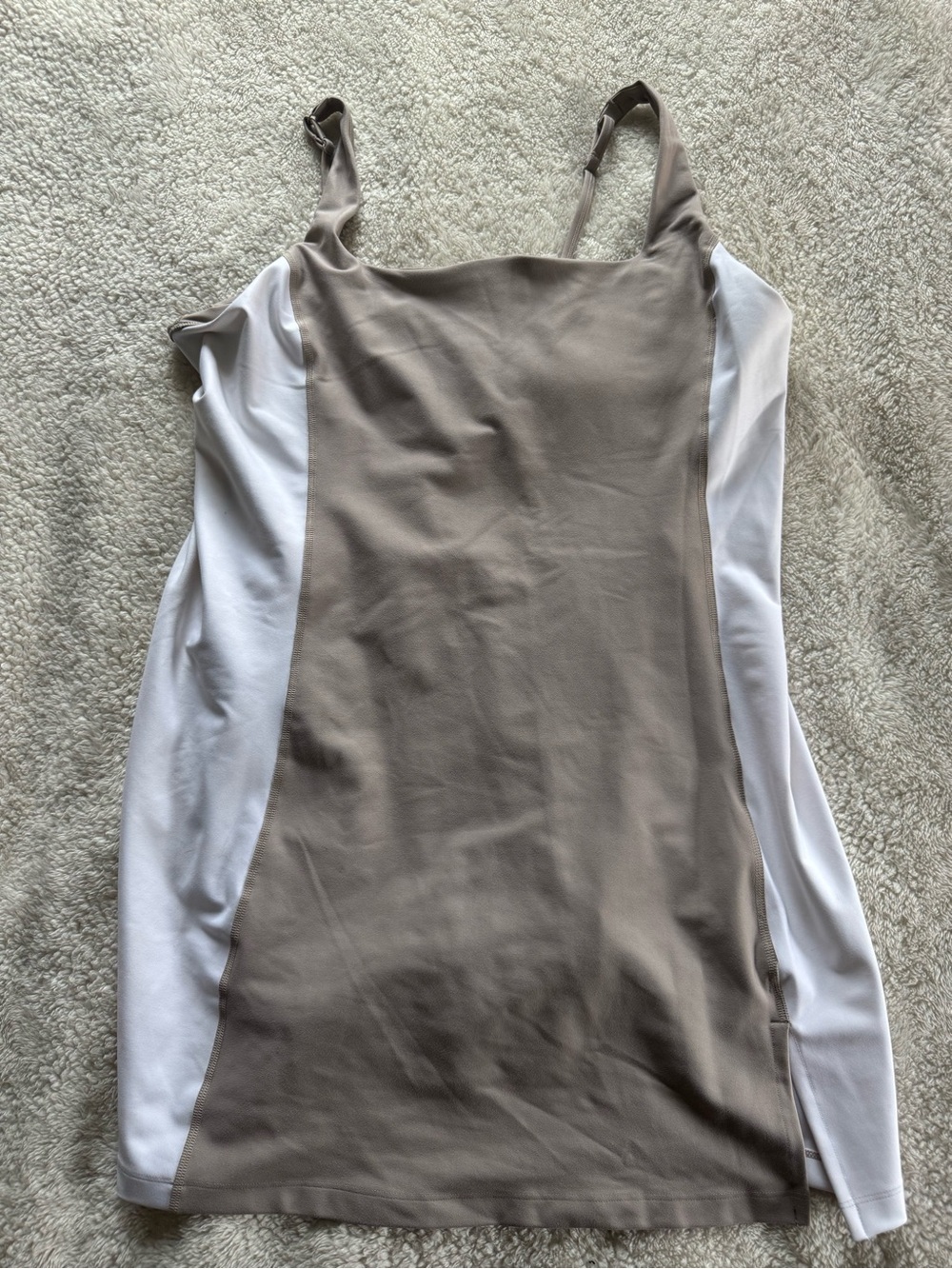 Abercrombie & Fitch Taupe and White Spaghetti Strap Dress